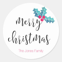 Feliz Natal, aquarela, Holly, personalizado