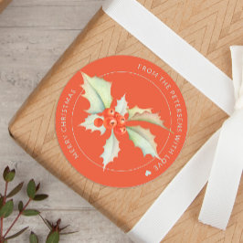 Adesivo Redondo Feliz Natal, aquarela Sagrada personalizada vermel