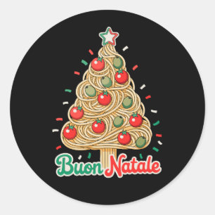Adesivo Redondo Feliz Natal Árvore de Natal de Massa Italiana