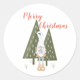 Adesivo Redondo Feliz Natal Árvores Gnomo Escandinavo