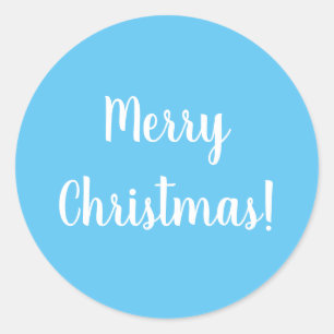 Adesivo Redondo Feliz Natal Azul Claro