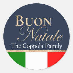 Adesivo Redondo Feliz Natal Bandeira Italiana Azul Marinho Natal D