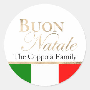 Adesivo Redondo Feliz Natal Bandeira Italiana Natal