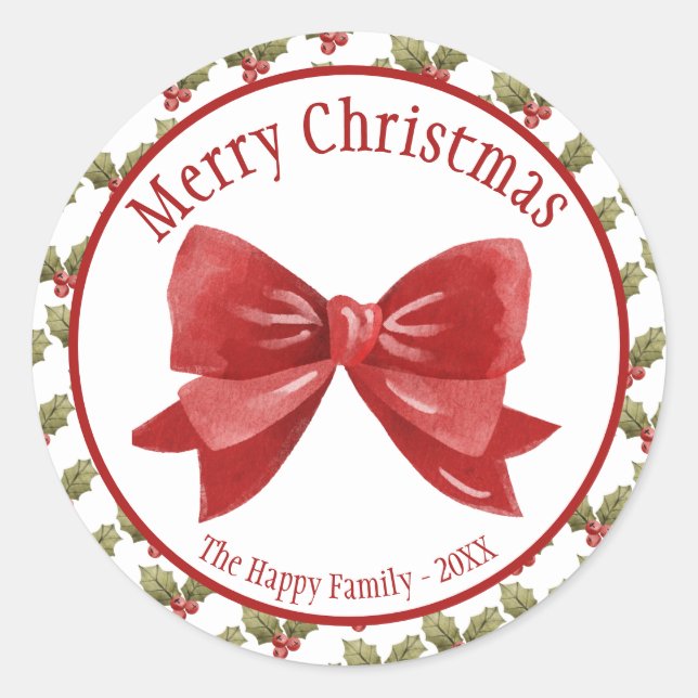 Adesivo Redondo Feliz Natal - Berries Botânicos Arcos (Frente)