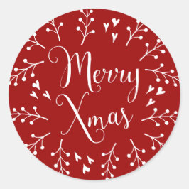 Adesivo Redondo Feliz Natal, Berries e Copas Brancos e Copas