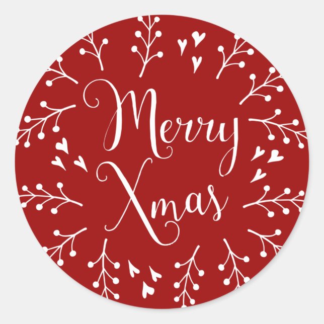 Adesivo Redondo Feliz Natal, Berries e Copas Brancos e Copas (Frente)