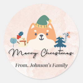 Adesivo Redondo Feliz Natal, bonitinhos de presentes para cães Shi