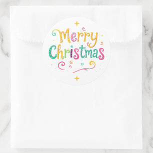 Adesivo Redondo Feliz Natal brilhante e fresco