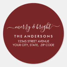 Feliz Natal Brilhante Endereço de retorno vermelho