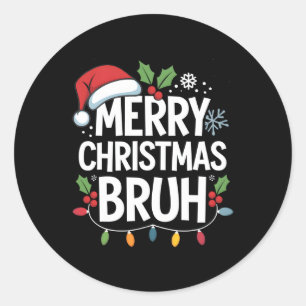 Adesivo Redondo Feliz Natal Bruh Feliz Família Natal Xmas C
