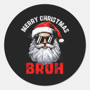 Adesivo Redondo Feliz Natal Bruh Papais noeis Xmas Matando Co