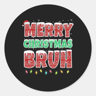 Adesivo Redondo Feliz Natal Bruh Ugly Sweater Luzes de Natal Fundi