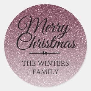 Adesivo Redondo Feliz Natal Burgundy Envelope Glitter Selo