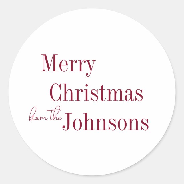 Adesivo Redondo Feliz Natal Burgundy Mínimo (Frente)