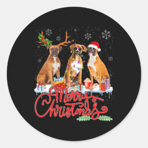 Adesivo Redondo Feliz Natal Cachorro Papais noeis Reindeer Light X