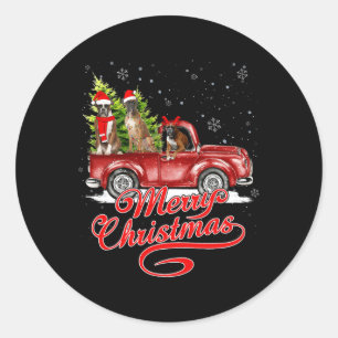 Adesivo Redondo Feliz Natal Cães Papais noeis Reindeer Red Truc