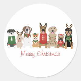 Adesivo Redondo Feliz Natal Cães Vermelhos