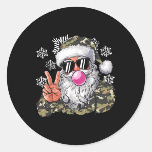 Adesivo Redondo Feliz Natal Camouflage Papais noeis Camo Olá Hunti