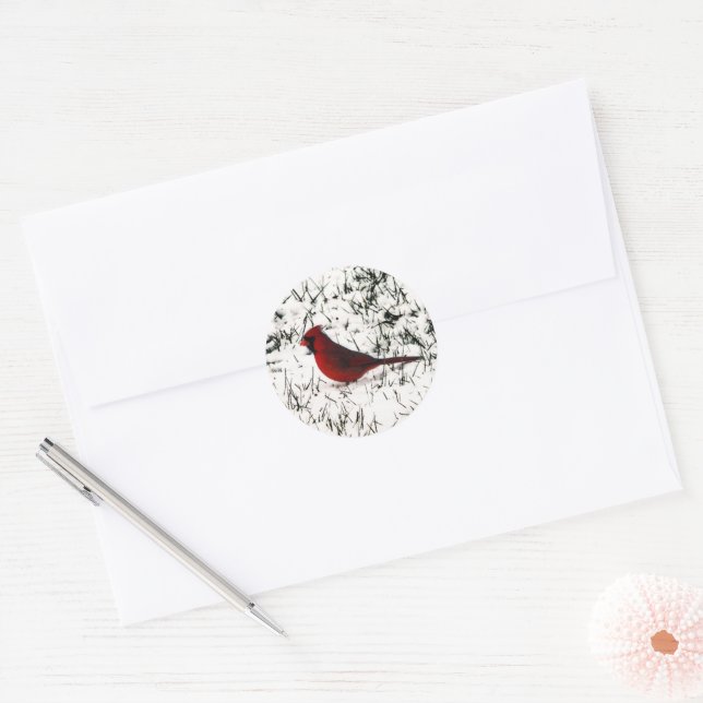 Adesivo Redondo Feliz Natal Cardinal  (Envelope)