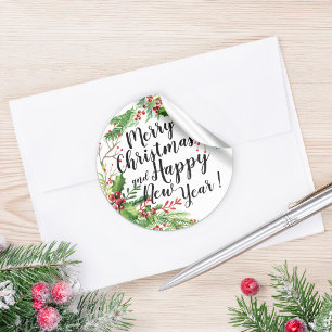 Adesivo Redondo Feliz Natal & cartões de natal do feliz ano novo