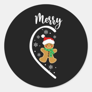 Adesivo Redondo Feliz Natal Casal Biscoito de Natal Pijama de Nata