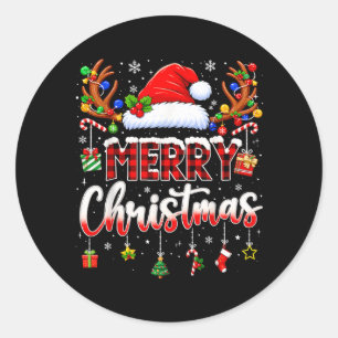 Adesivo Redondo Feliz Natal Chapéu Vermelho do Papai Noel Rena Xma