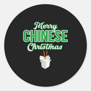 Adesivo Redondo Feliz Natal Chinês Xmas Engraçado Restaurante Leva