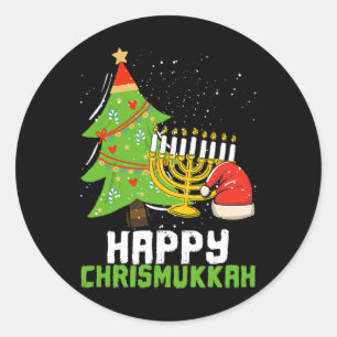Adesivo Redondo Feliz Natal Chrismukkah E Religião Chrismukkah