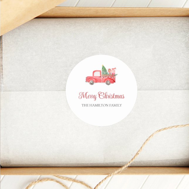 Adesivo Redondo Feliz Natal Cinto-d-Água Caminhão Vermelho (Criador carregado)