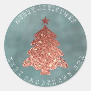 Adesivo Redondo Feliz Natal Cinza da Rosa Linen Grungy Dourada