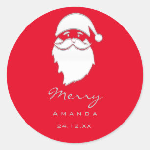 Adesivo Redondo Feliz Natal Cinzas Vermelhas de Prata de inverno
