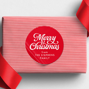 Adesivo Redondo Feliz Natal clássico de Natal vermelho presente