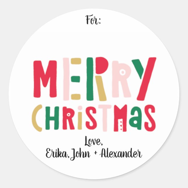 Adesivo Redondo Feliz Natal Colorido (Frente)