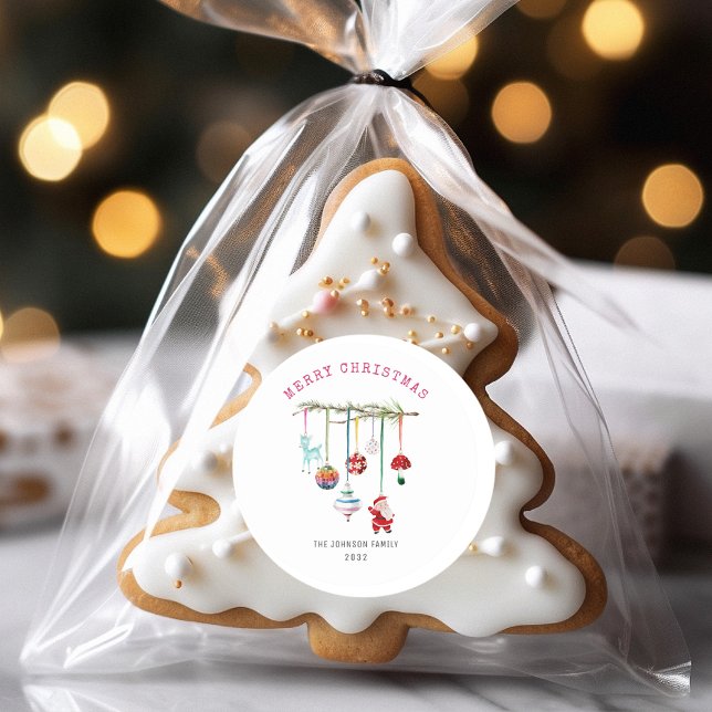 Adesivo Redondo Feliz Natal Colorido (Criador carregado)