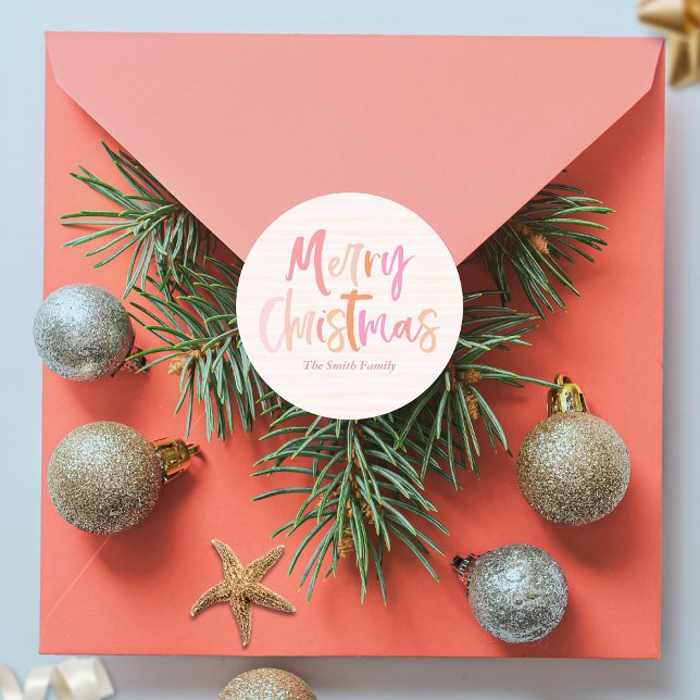 Adesivo Redondo Feliz Natal Colorido Personalizado (Criador carregado)