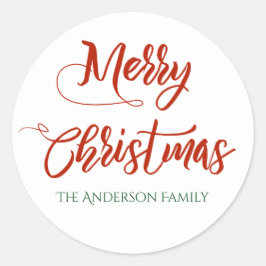 Adesivo Redondo Feliz Natal com o Nome da Família