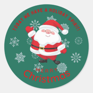 Adesivo Redondo Feliz Natal com Papai Noel Fofo Personalizado