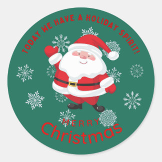 Adesivo Redondo Feliz Natal com Papai Noel Fofo Personalizado