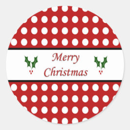Adesivo Redondo Feliz Natal com um padrão de Bolinhas