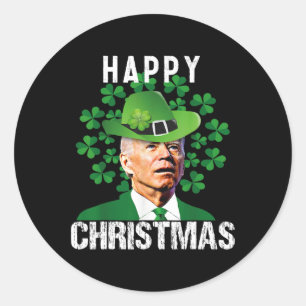 Adesivo Redondo Feliz Natal Confuso, Funny Joe Biden Rua Patrona