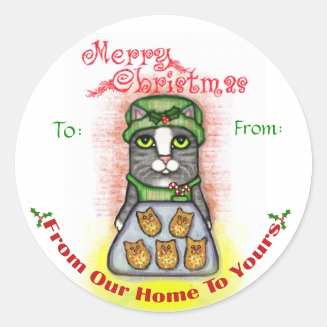 Adesivo Redondo Feliz Natal Cookie Baker (Frente)