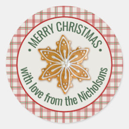 Adesivo Redondo Feliz Natal | Cookie de Gingerpão Personalizado