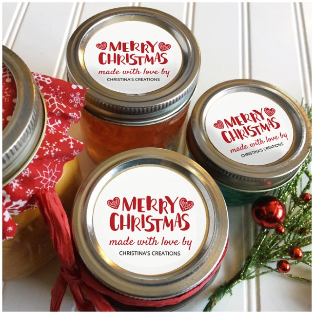 Adesivo Redondo Feliz Natal Corações Feitos com Amor (Criador carregado)