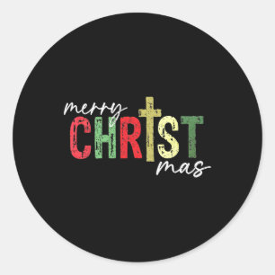 Adesivo Redondo Feliz Natal Cristão Jesus Cruza Religião