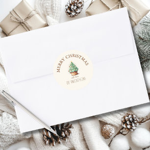 Adesivo Redondo Feliz Natal! Cupcake-Árvore de Natal