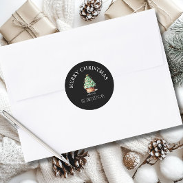 Adesivo Redondo Feliz Natal! Cupcake-Árvore de Natal