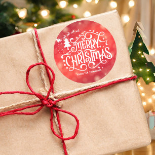 Adesivo Redondo Feliz Natal da Estrela Vermelha