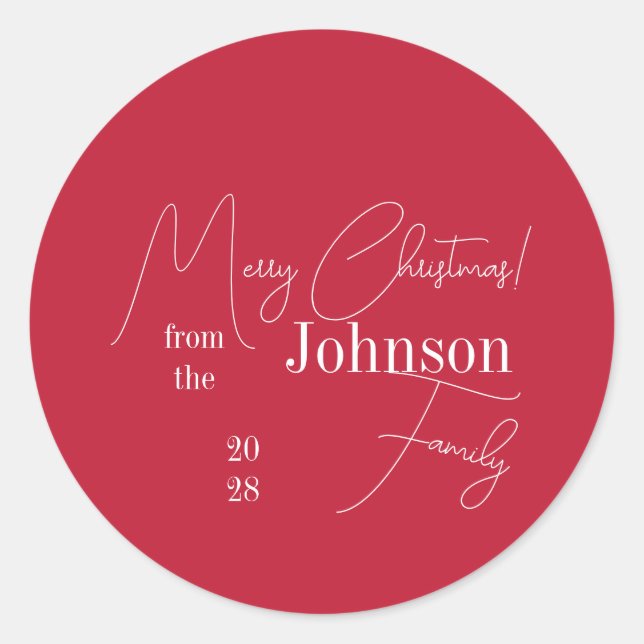 Adesivo Redondo Feliz Natal da Família (Frente)