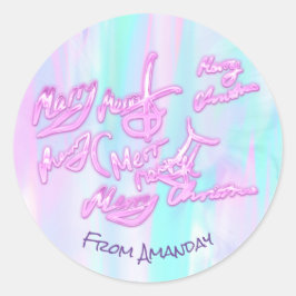 Adesivo Redondo Feliz Natal Da Holograph Girly Modern