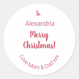 Adesivo Redondo Feliz Natal da mãe e Pai mínimo